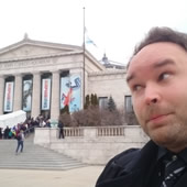 MS in Leadership for Creative Enterprises student Seth Zimmerman at internship with the Shedd Aquarium